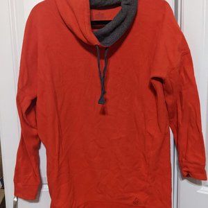 Cuddl Duds Orange Fleecewear with Fleece Cowel Neck/Turtle Neck Size Small